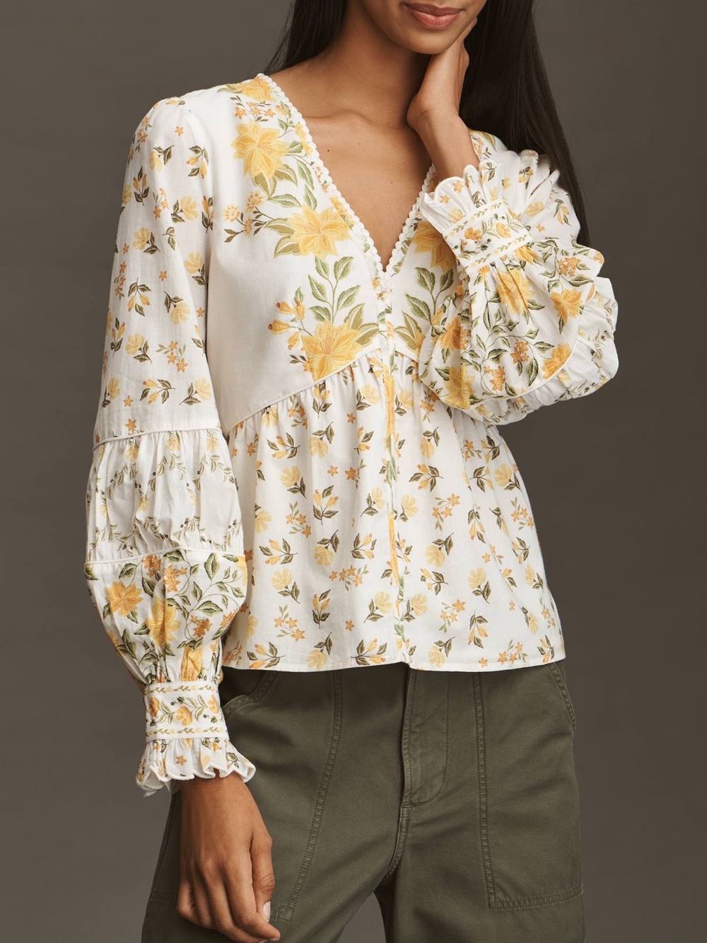 NWT Farm Rio Puff-Sleeve Brazilian-inspired design & romantic silhouette Blouse